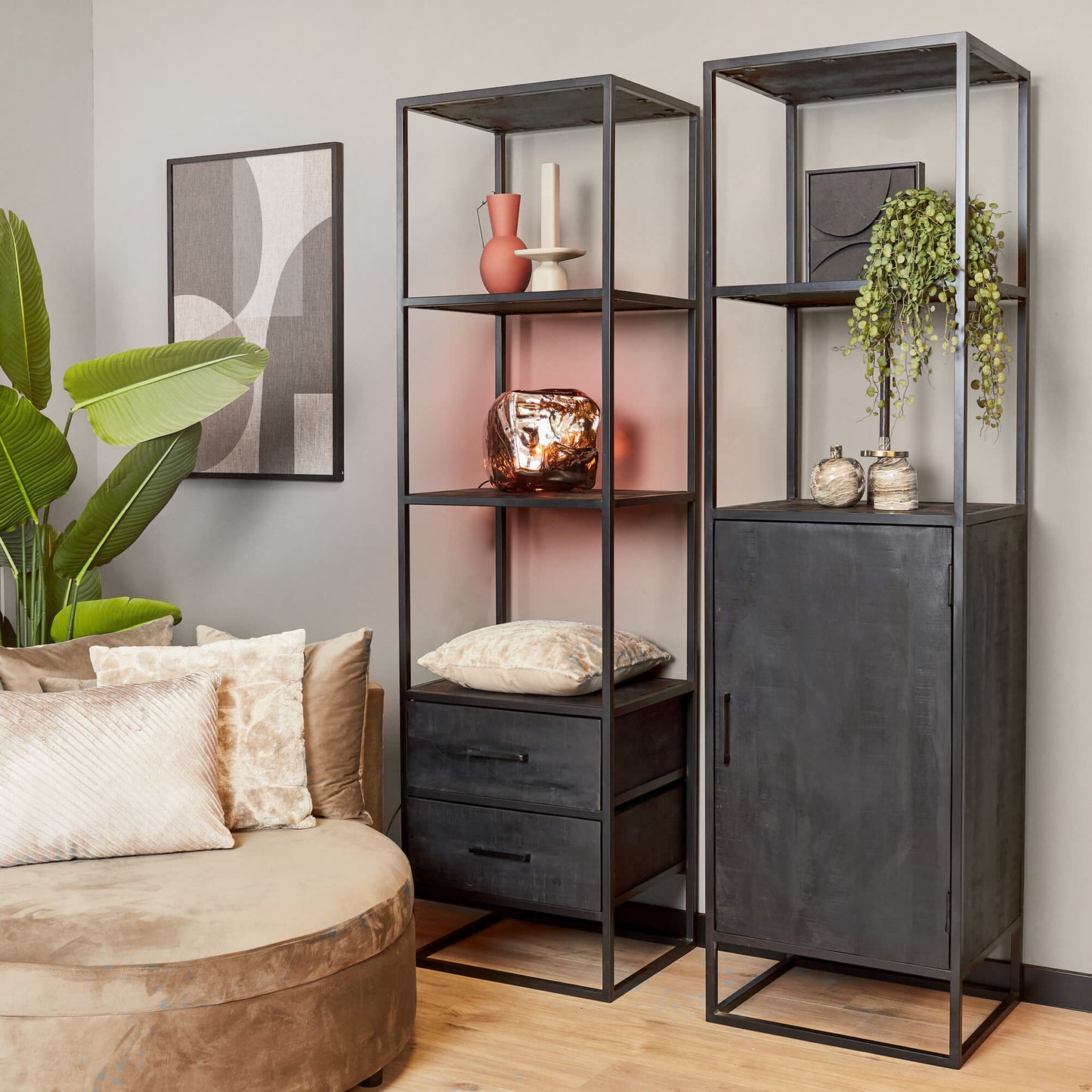 Boekenkast Denver Black 2 lades | 55 cm