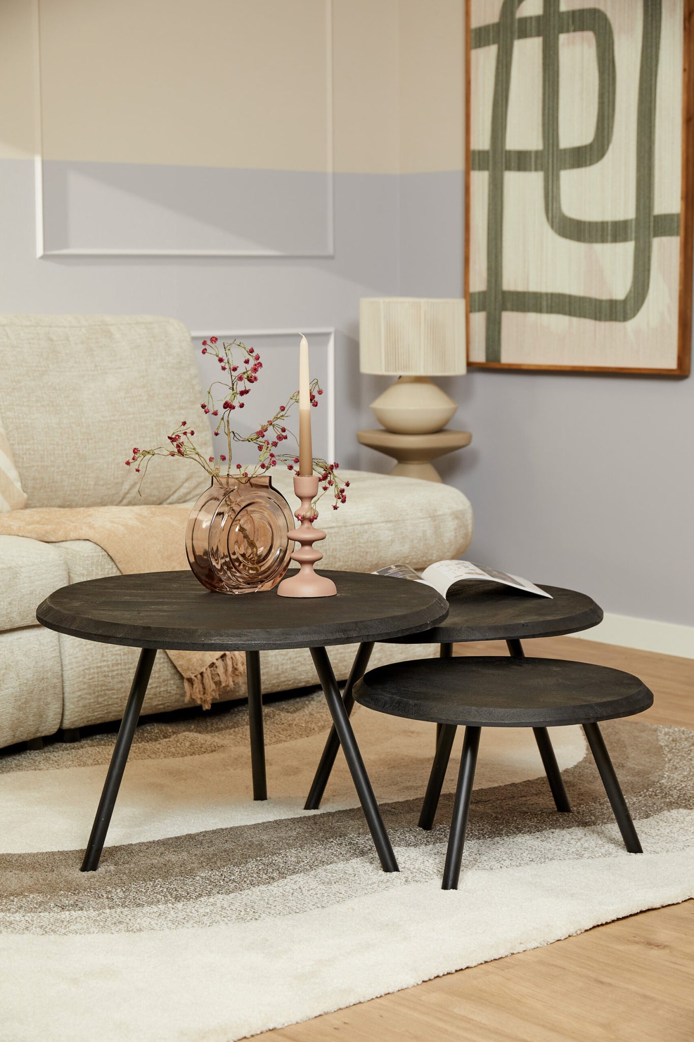 Salontafel Ohio Black | 70 cm| set van 3