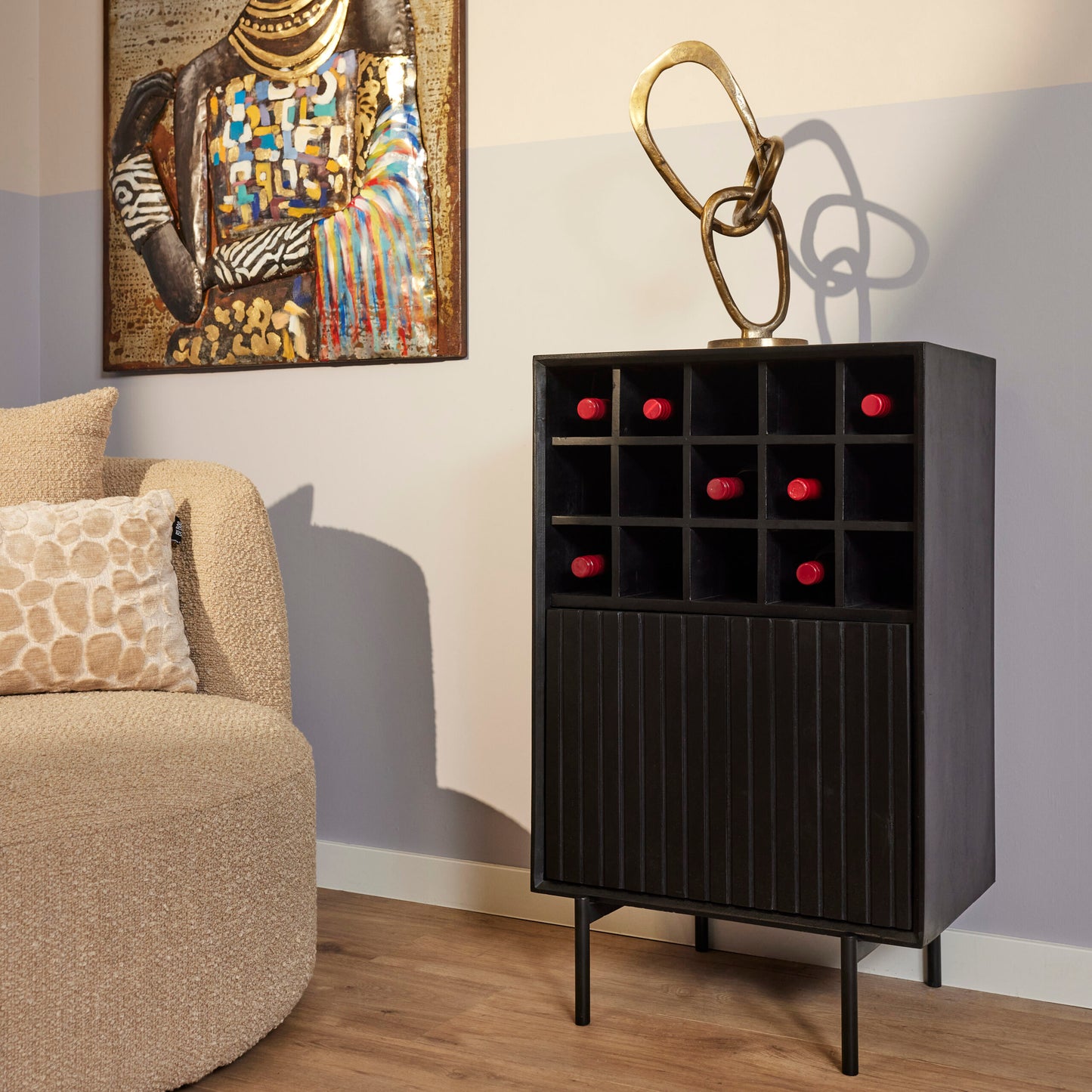 Wine cabinet Madison Black | 55 cm