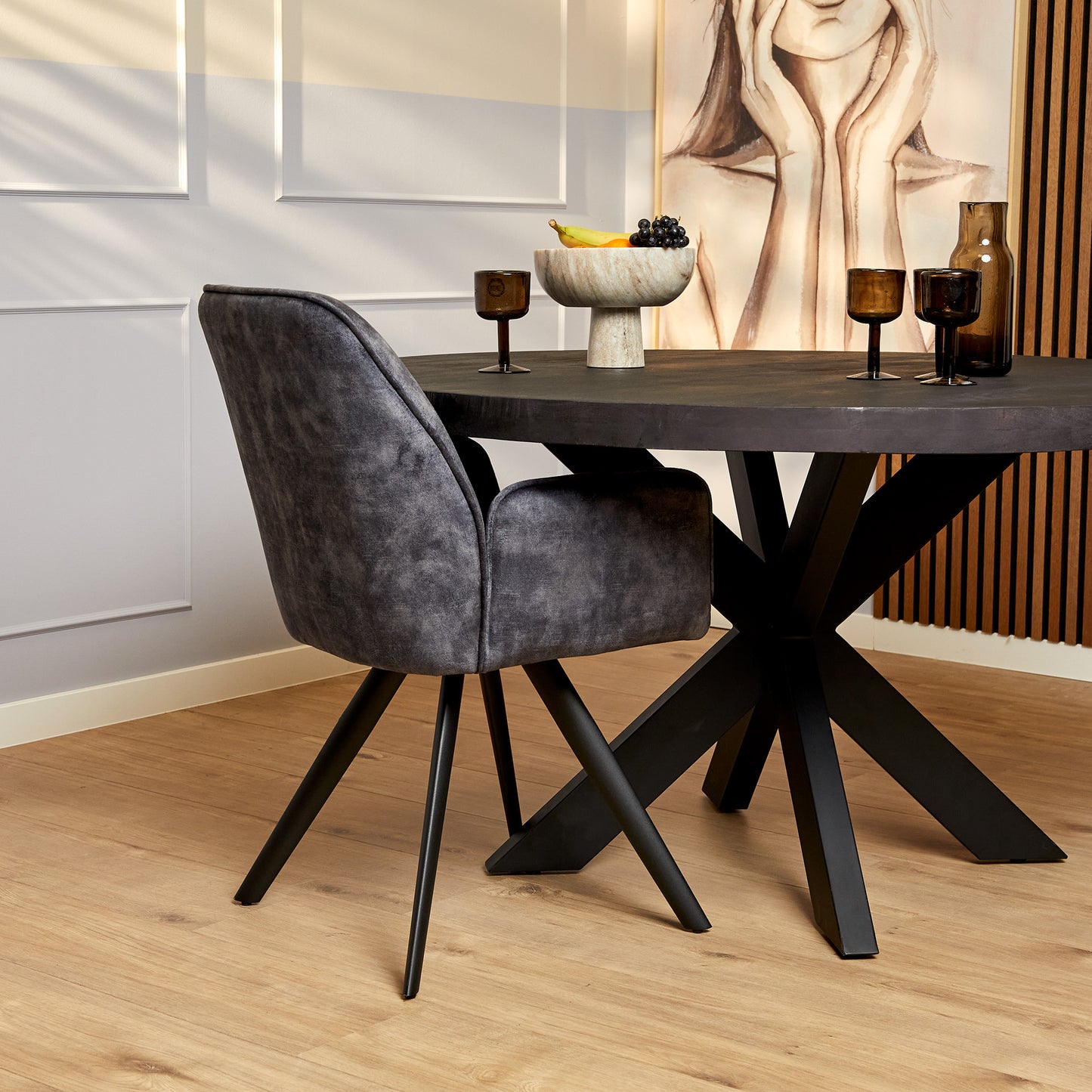 Dining chair Nova | Anthracite | With armrest