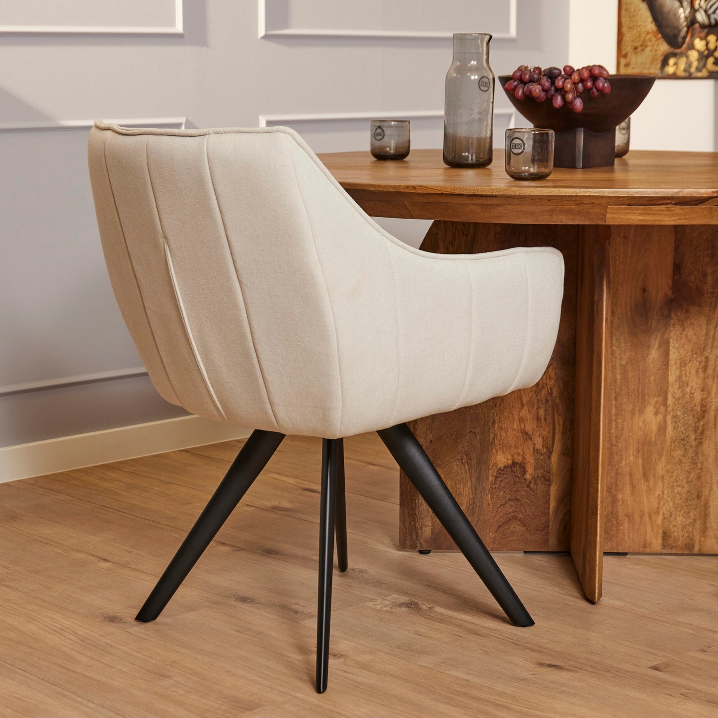 Dining chair Luca | Sand | With armrest