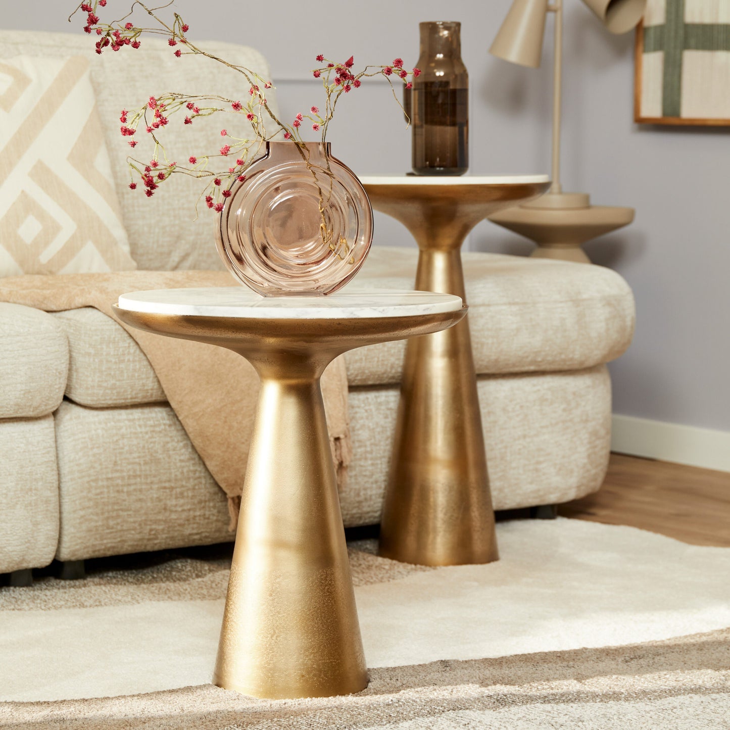 Table d'appoint Essy Marbre blanc | 45 cm
