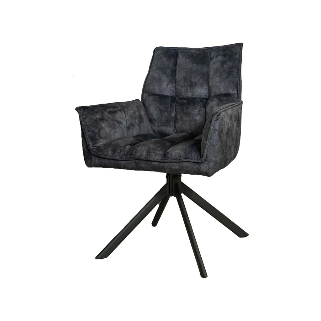 Eetkamerstoel Dani Velvet | Antraciet | Met armleuning