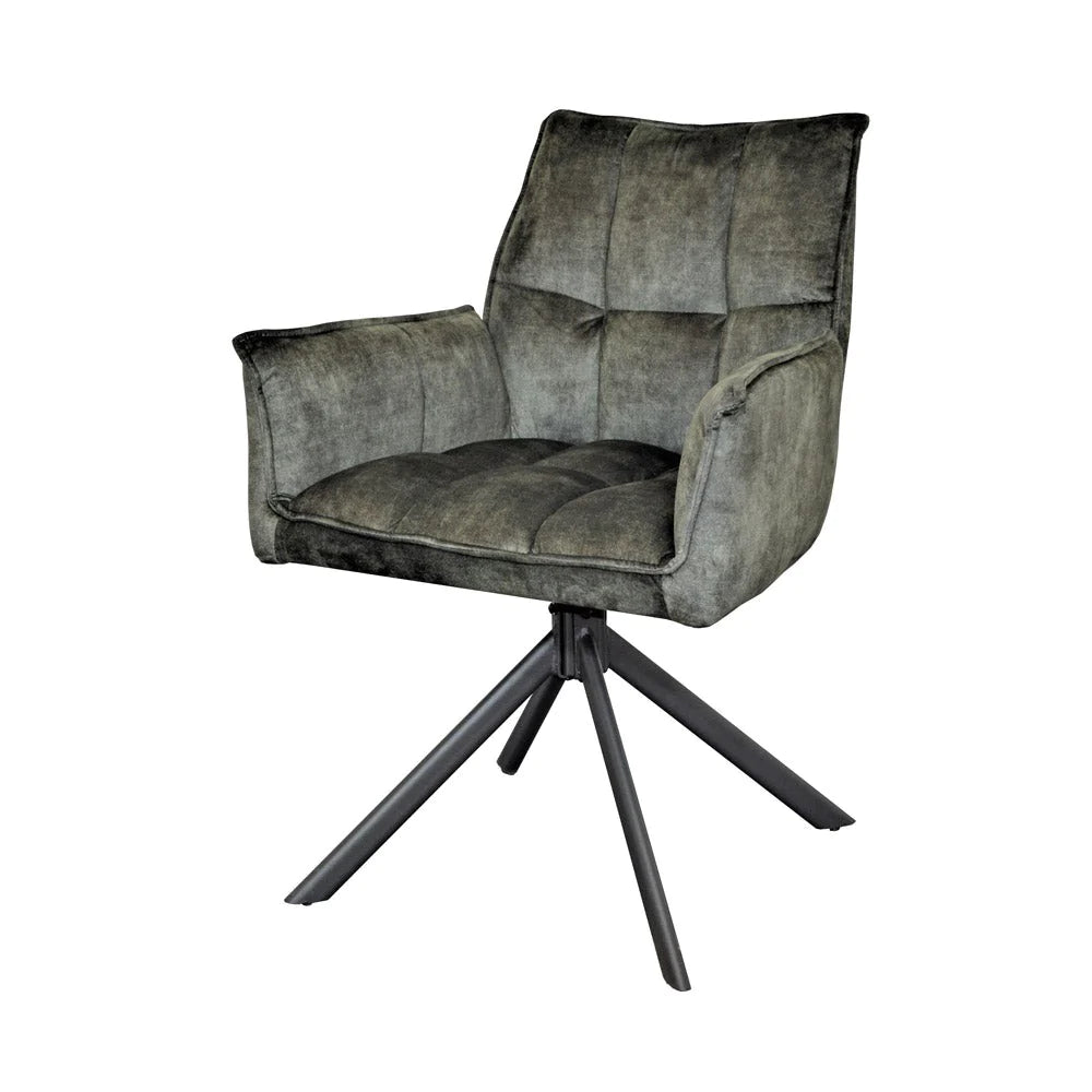 Dining chair Dani Velvet | Green | With armrest