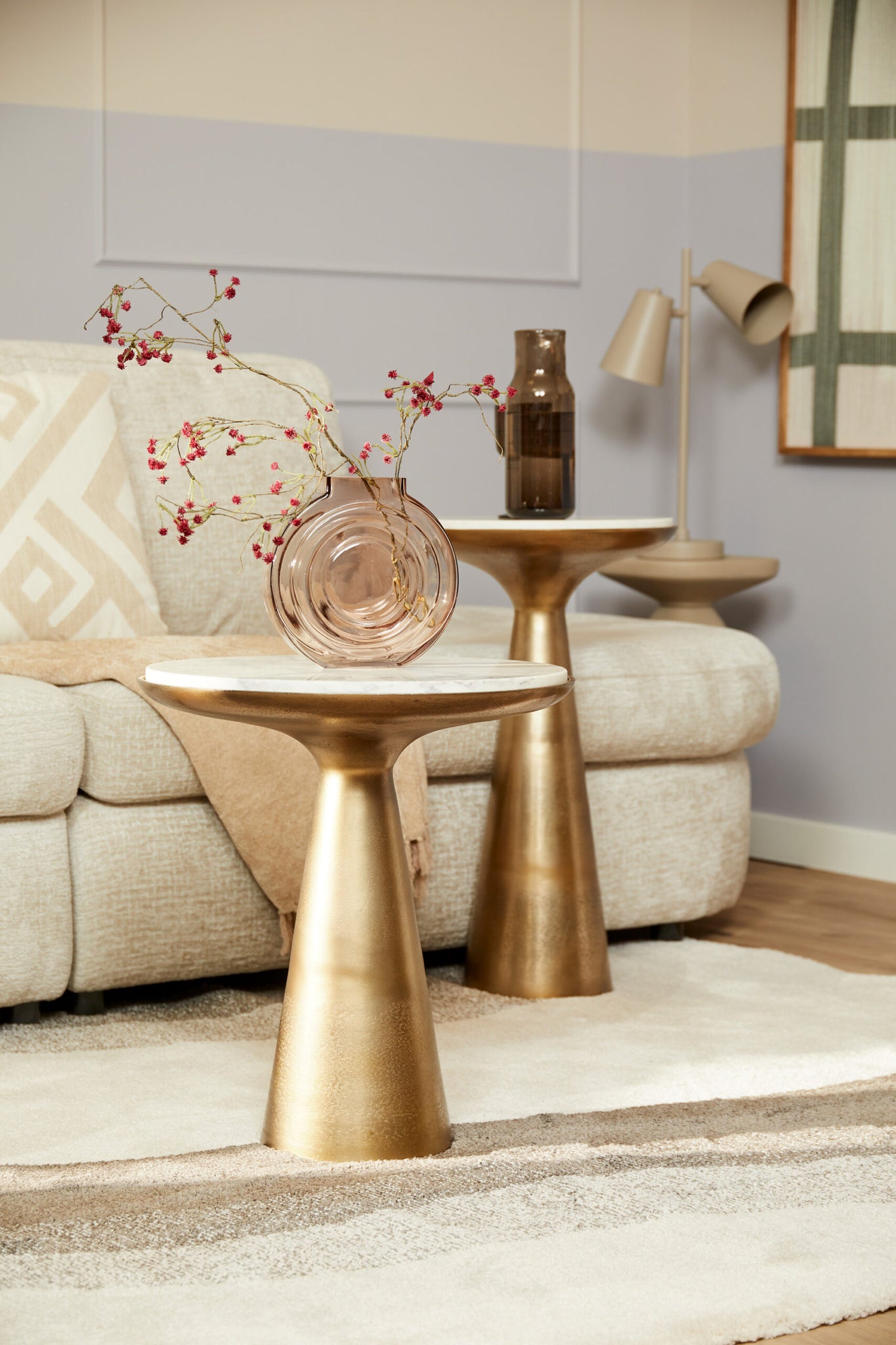 Table d'appoint Essy Marbre blanc | 45 cm