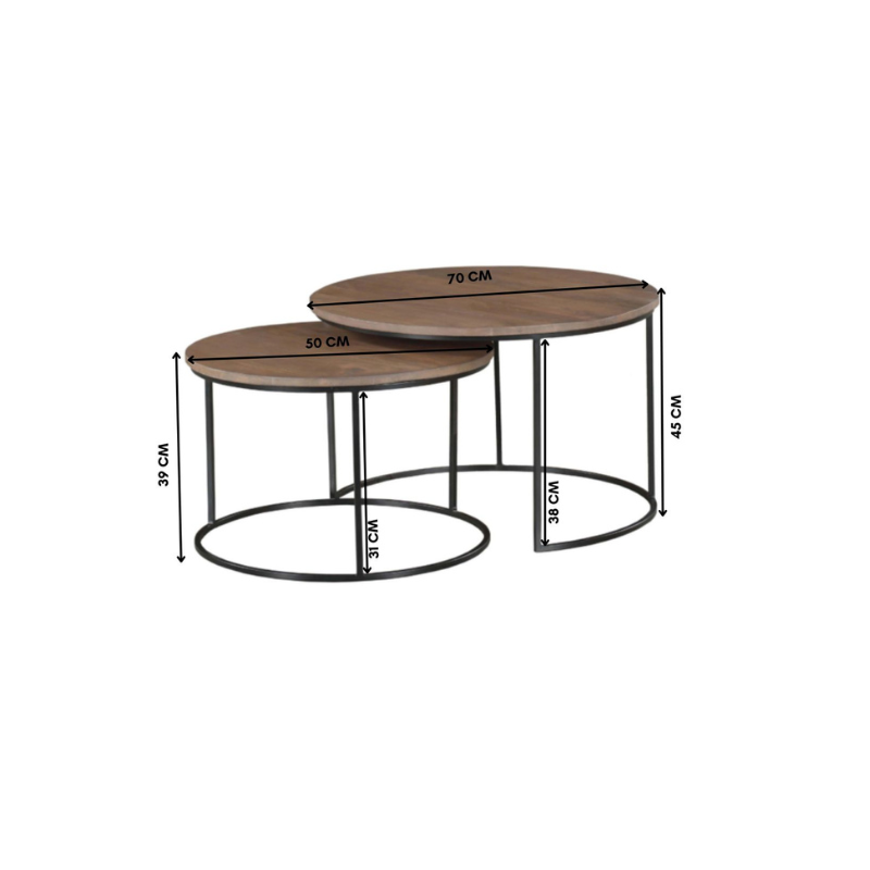Salontafel Madison Walnut | 70 cm |Set van 2