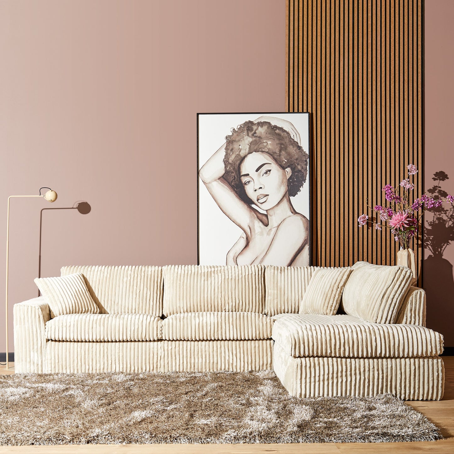 MySofa hoekbank Teddy | Beige | 2,5 zits + Divan Rechts | 5 jaar garantie