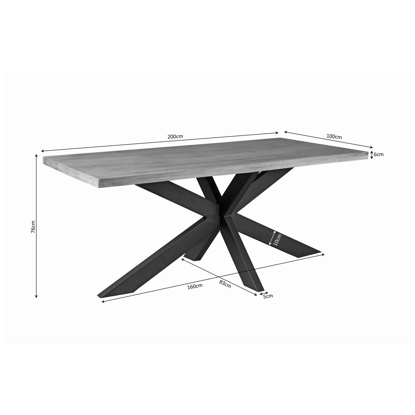 Eettafel Denver | Rechthoekige matrixpoot | 200 cm