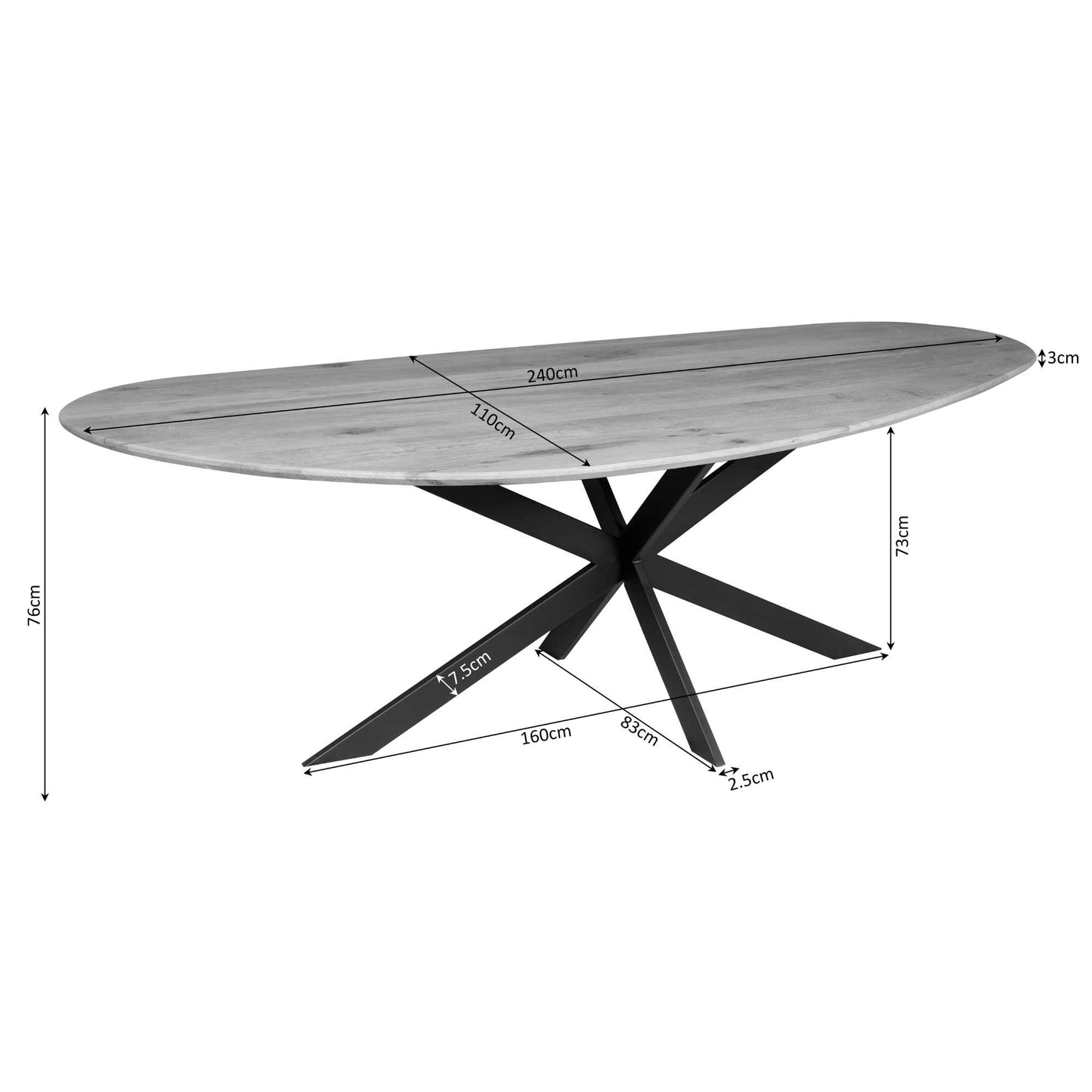 Eettafel Cloud | 240 cm | Eiken | Bruin