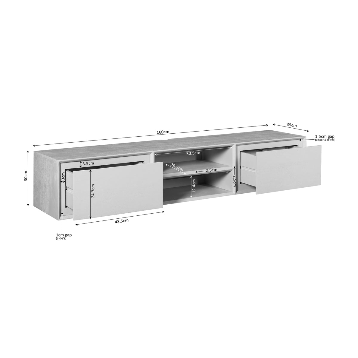 Zwevend tv-meubel Ambiance Brown | 160 cm