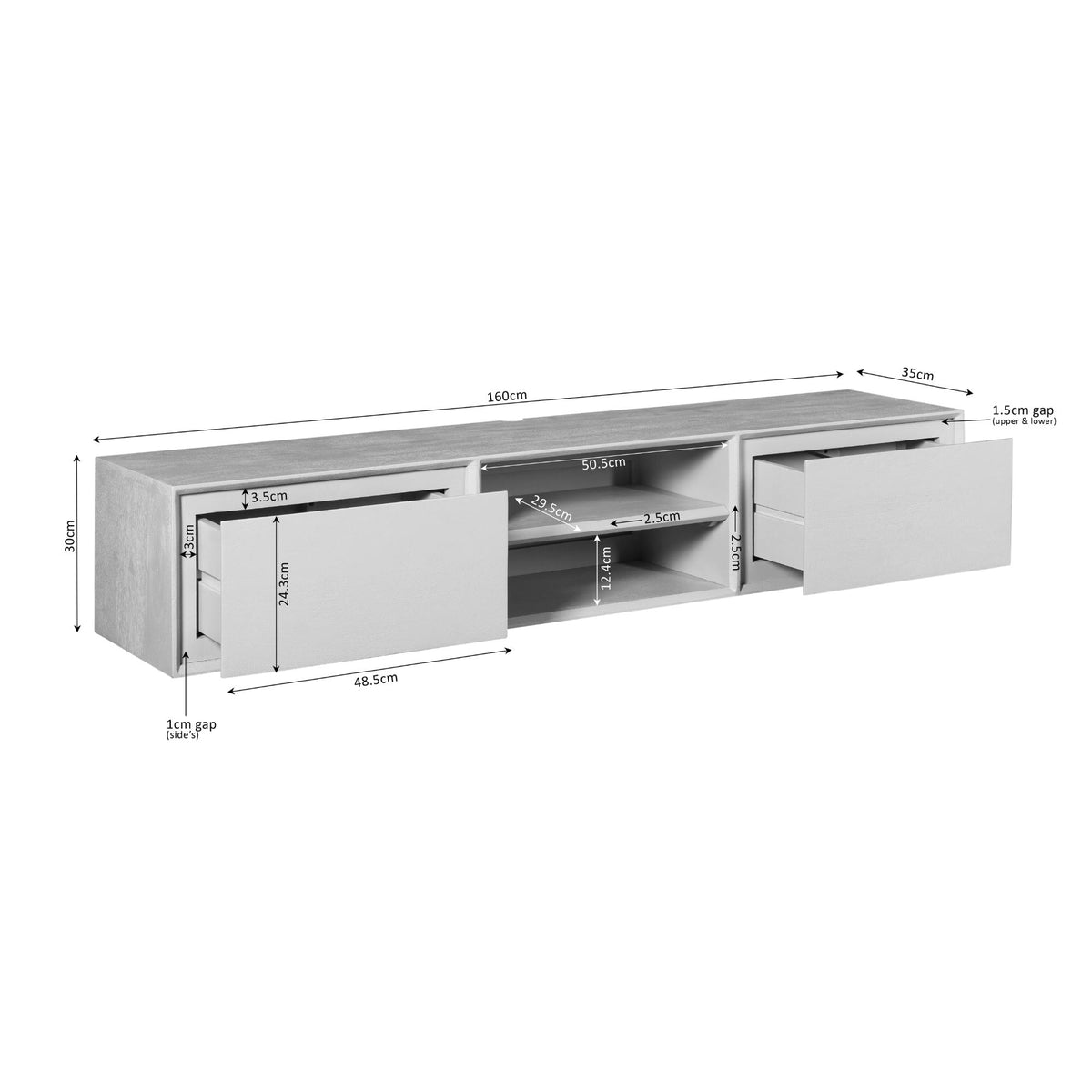 Zwevend tv-meubel Ambiance Sand | 160 cm