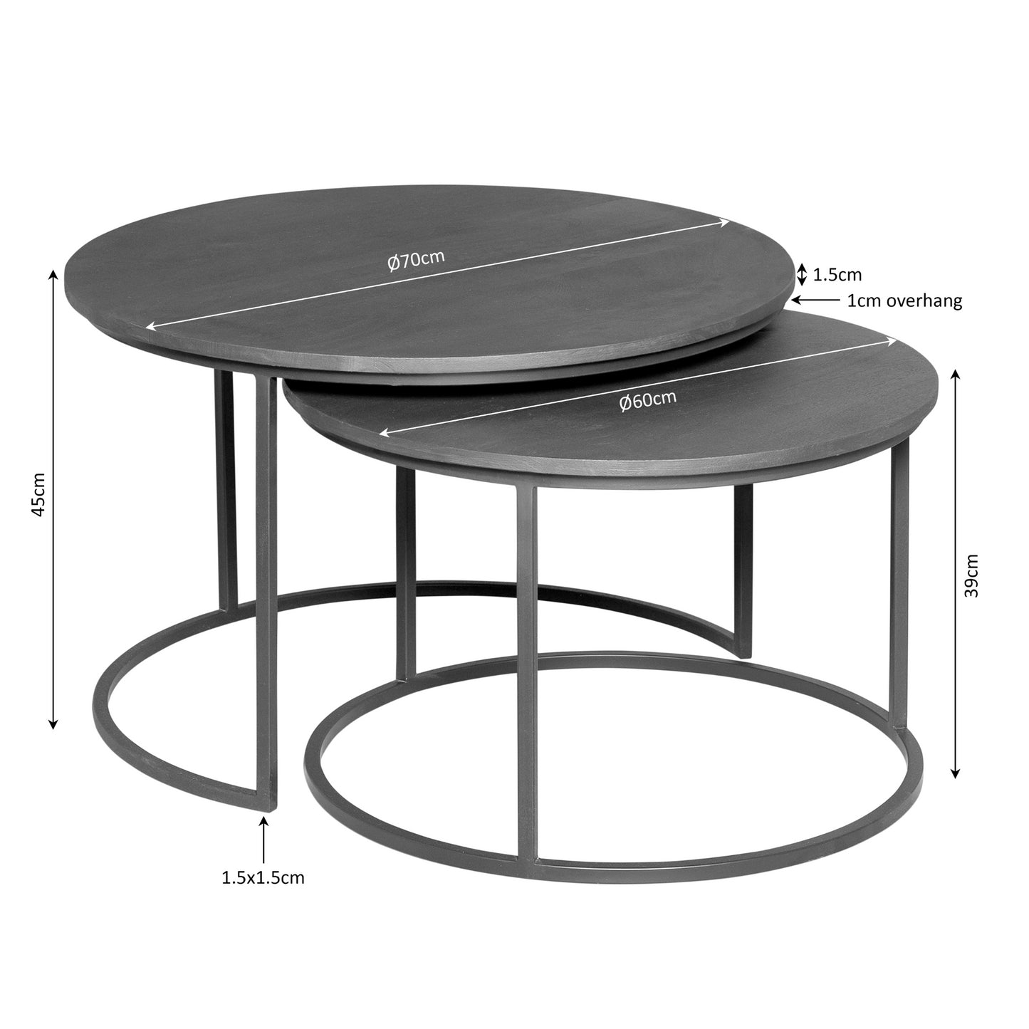 Salontafel Madison Bruin | 70 cm | set van 2