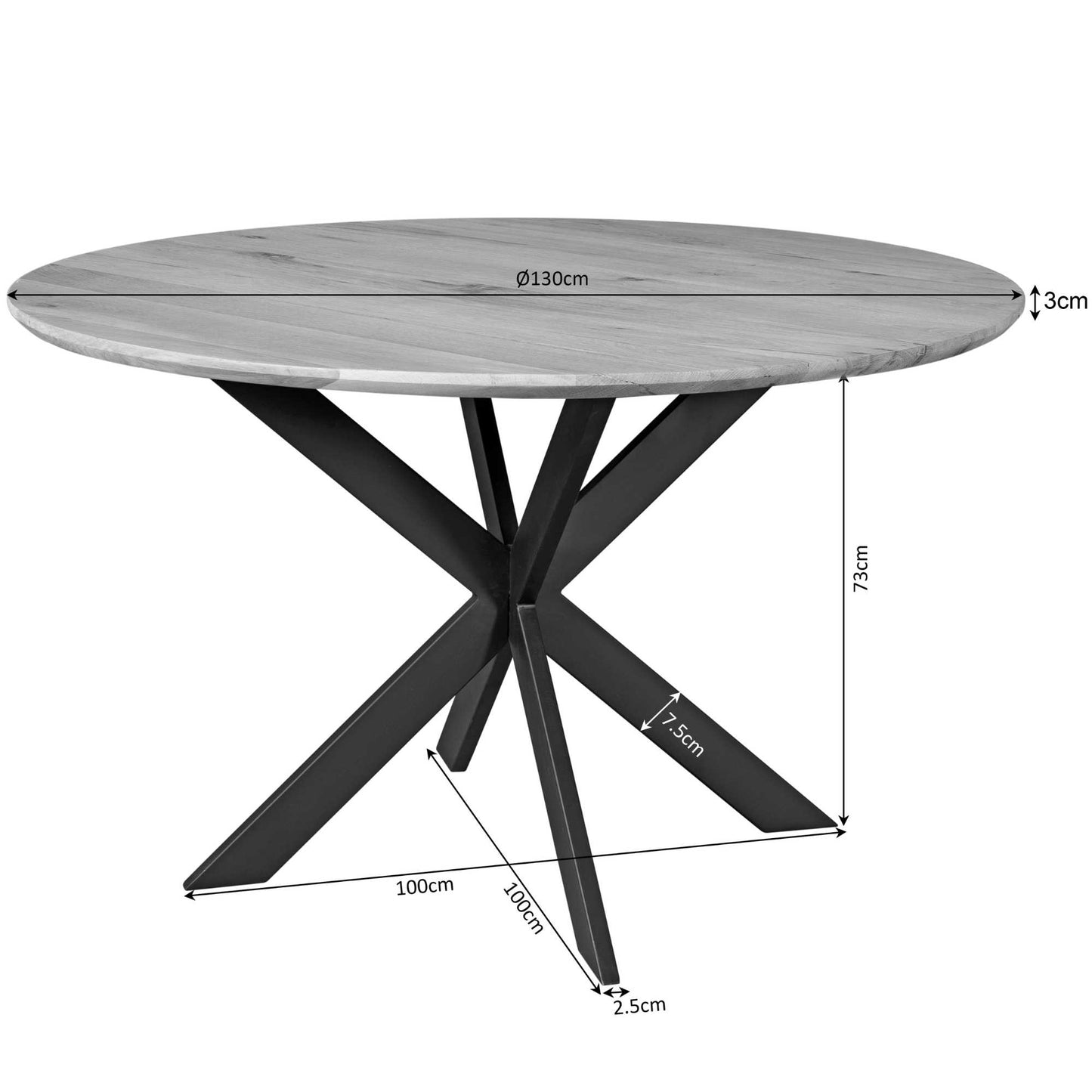 Eiken eettafel Ferris | Rond 130 cm | Bruin