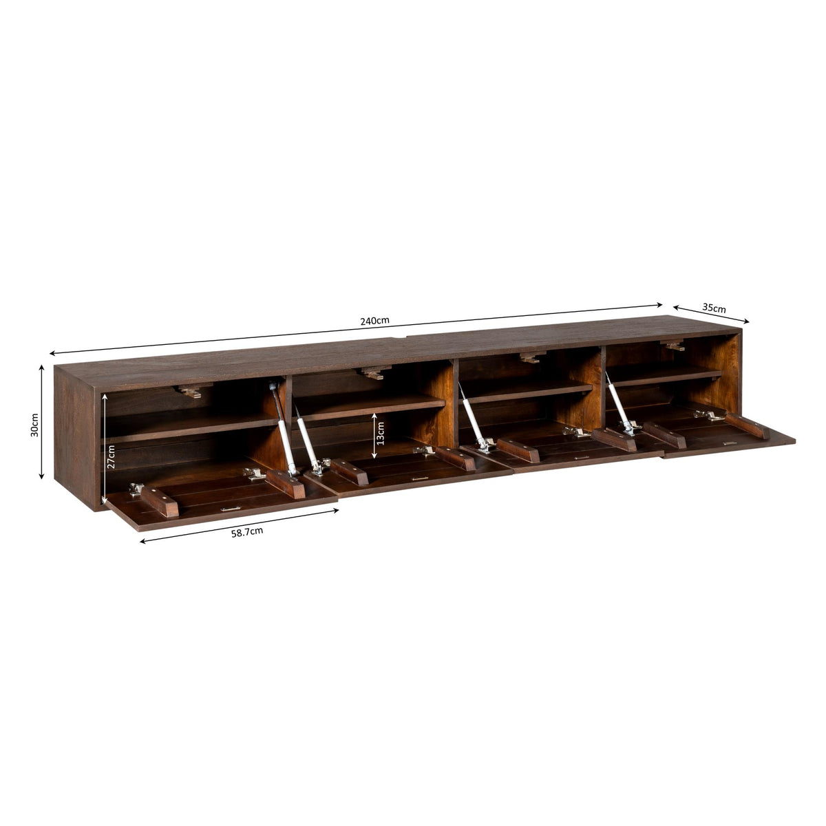 Zwevend tv-meubel Vision Brown | 240 cm