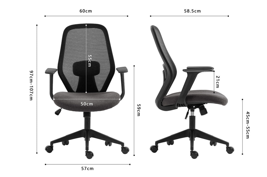Bureaustoel Claude Zwart/Grijs