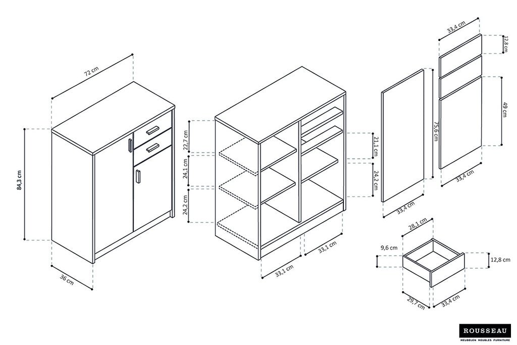UITVERKOOP - Commode 'Space' met 2 deuren en 2 laden in Sonoma (1c)