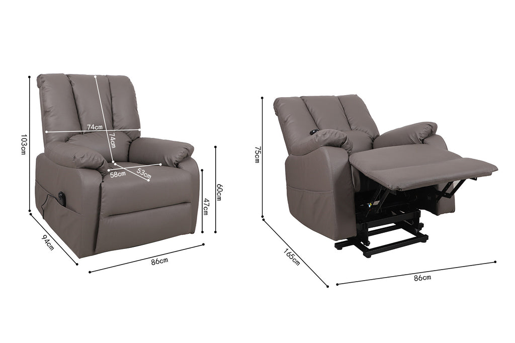 Elektrische Relaxfauteuil met lift Osaka PU Taupe (1c)