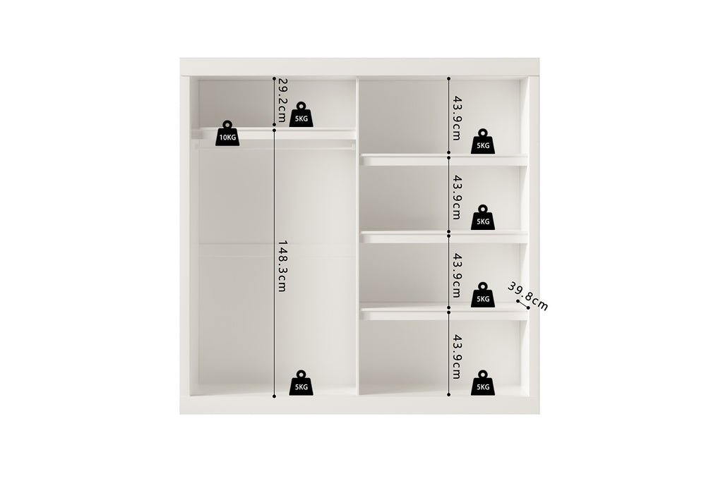Wardrobe 'Mike' 2 Sliding Doors, 1 Mirror Door White (3c)