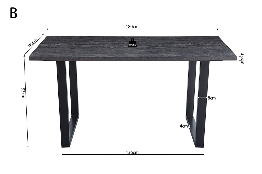 UITVERKOOP - Countertafel 'Alexander' 180 cm Decor Donkerbruin - H 93 cm (2c)