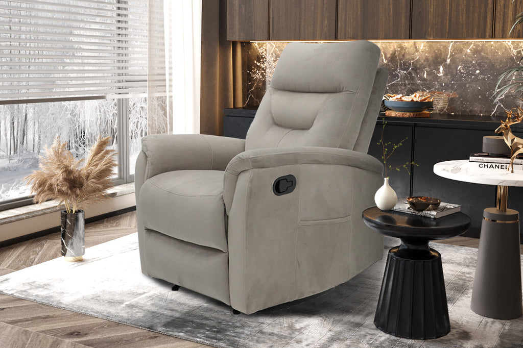 Relaxfauteuil Breda handmatig verstelbaar Stof Taupe