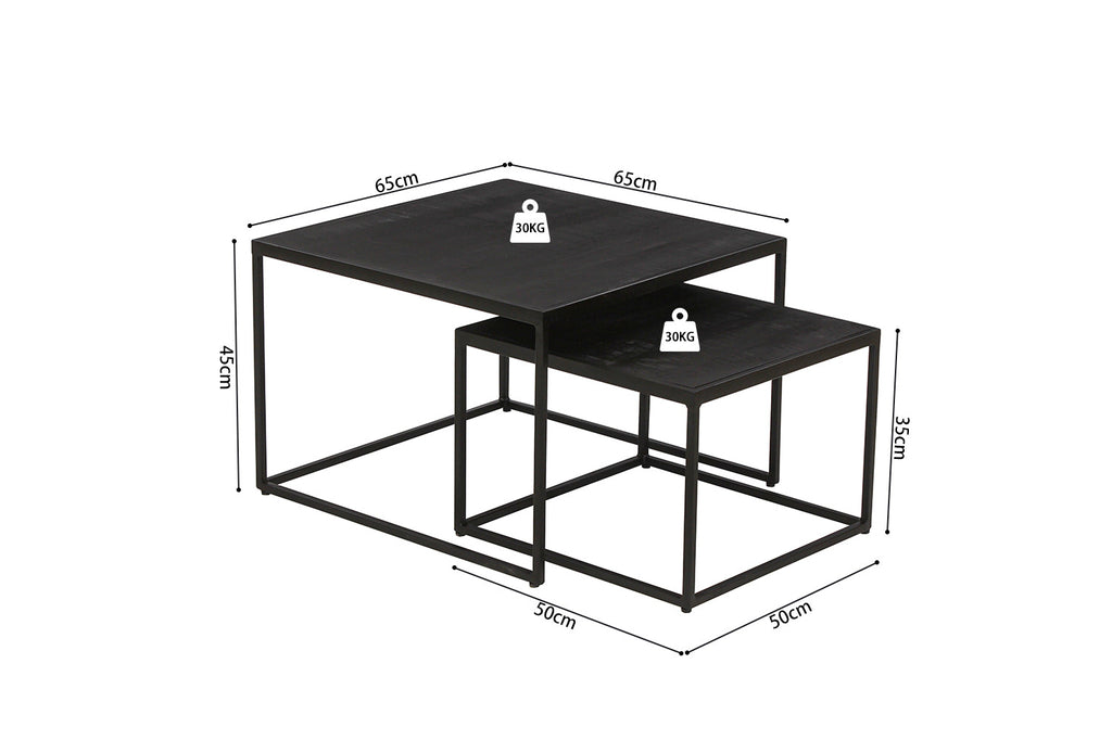 Salontafel 'Quinn' 2-Delig Mango Hout Zwart (1c)