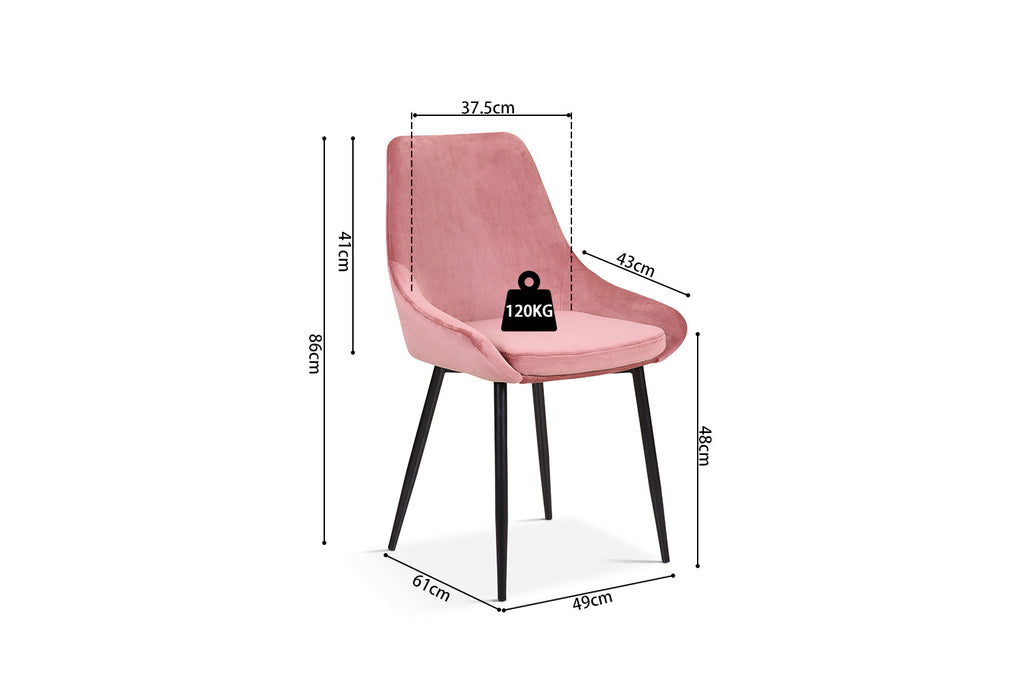 Eetkamerstoel Mirano Fluweel Roze
