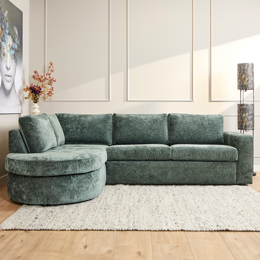 MonSofa Alma | Vert | Divan Gauche + 2,5 places | Garantie de 5 ans
