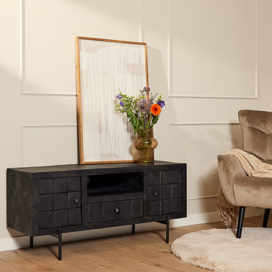 Meuble TV Brandy Noir | 120 cm