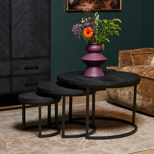 Table basse Triole All Black | 70 cm | Ensemble de 3