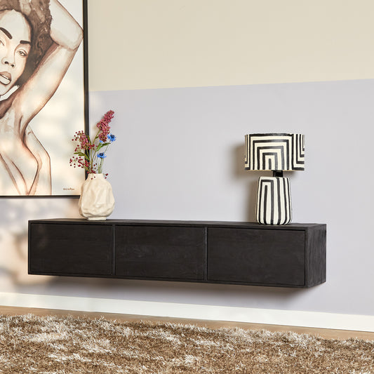 Meuble TV flottant Vision Noir | 160 cm