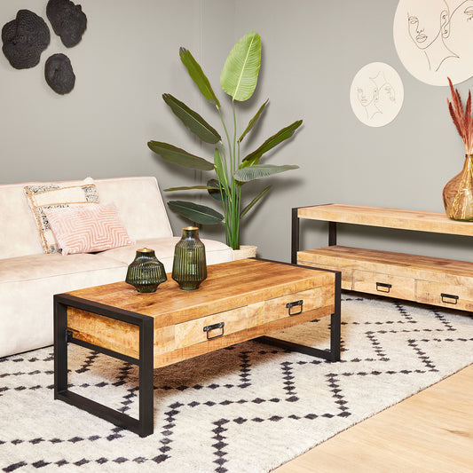 Table basse Boaz avec 2 tiroirs | 120 cm