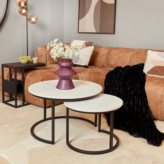Table basse Nova en marbre blanc | 70 cm | Ensemble de 2