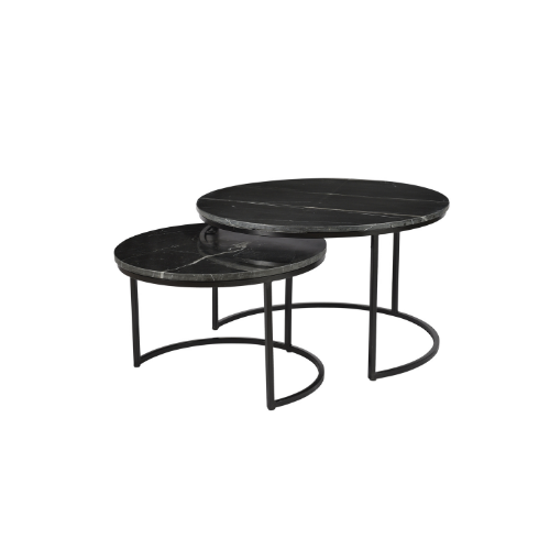 Table basse Nova en marbre noir | 70 cm | Ensemble de 2