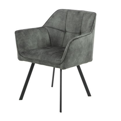 Chaise de salle à manger Emma Velours | Vert chasseur | Avec accoudoir