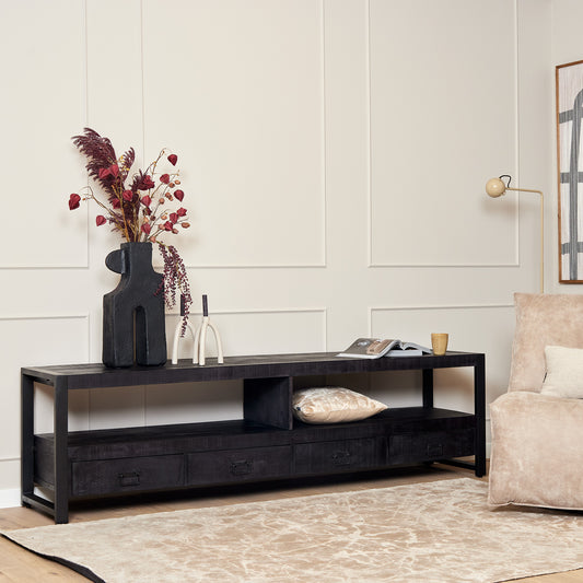 Meuble TV Boaz Noir | 220 cm