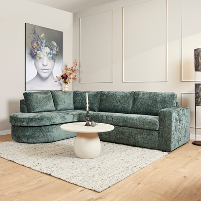 MonSofa Alma | Vert | Divan Gauche + 2,5 places | Garantie de 5 ans