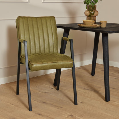 Dining chair Tivoli Bull | Moss green | With armrest