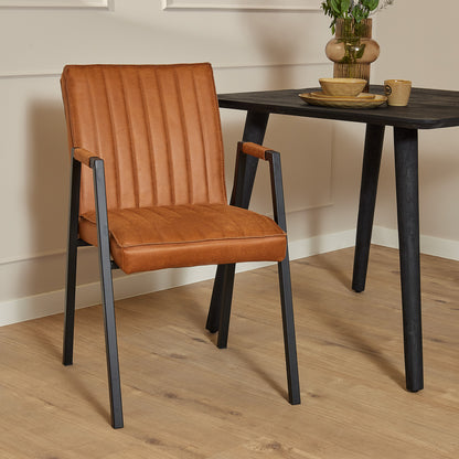 Dining chair Tivoli Bull | Cognac | With armrest