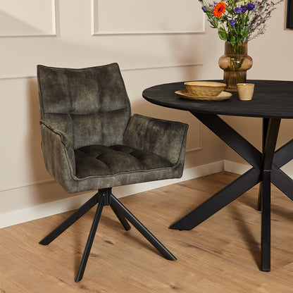 Dining chair Dani Velvet | Green | With armrest