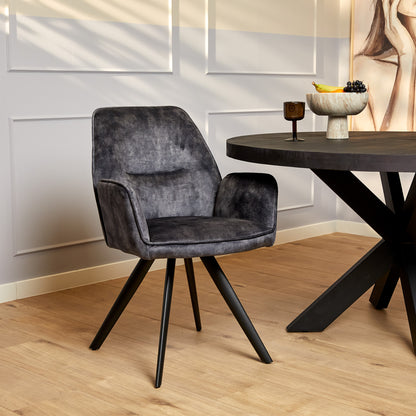 Dining chair Nova | Anthracite | With armrest