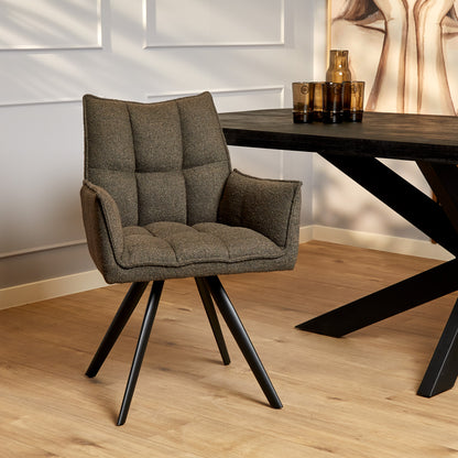 Dining chair Yuni | Brown | With armrest