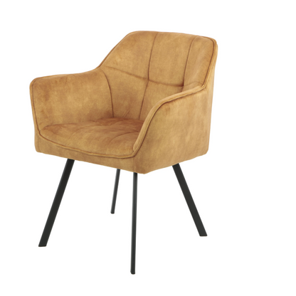 Dining chair Emma Velvet | Yellow | With armrest