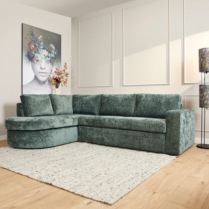 MonSofa Alma | Vert | Divan Gauche + 2,5 places | Garantie de 5 ans