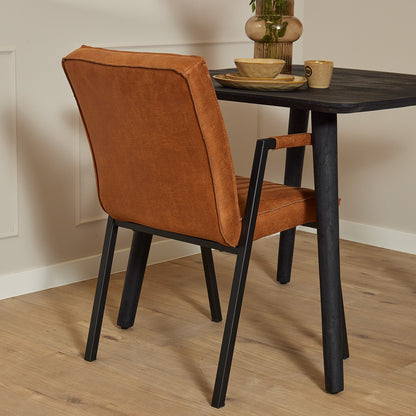 Dining chair Tivoli Bull | Cognac | With armrest