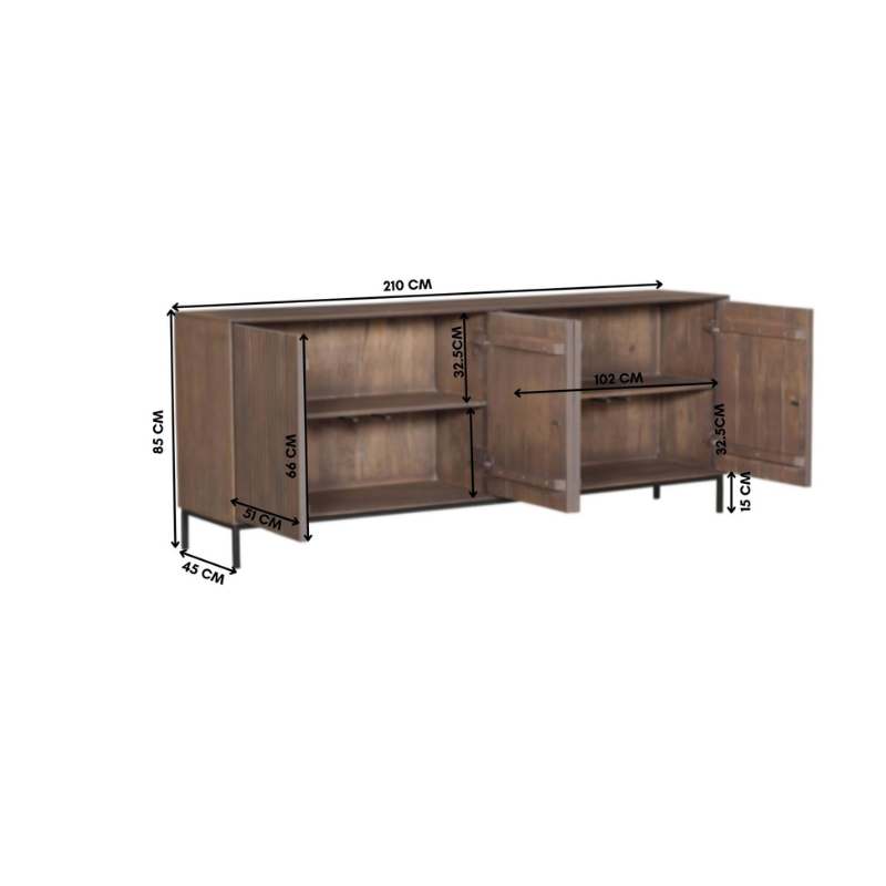 Dressoir Madison Walnut  | 210 cm