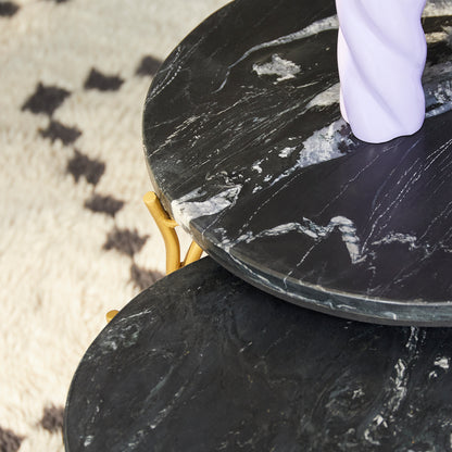 Coffee table Caly Black marble | 45 cm | Set of 2
