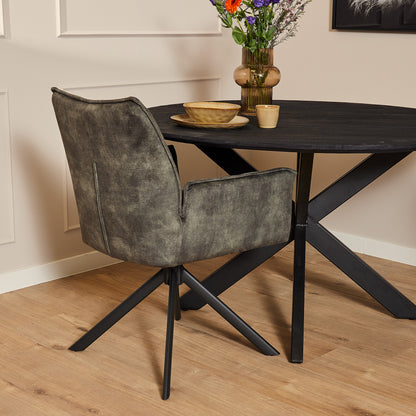 Dining chair Dani Velvet | Green | With armrest
