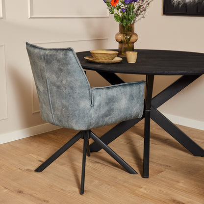 Eetkamerstoel Dani Velvet | Blue | Met armleuning