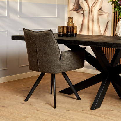 Dining chair Yuni | Brown | With armrest