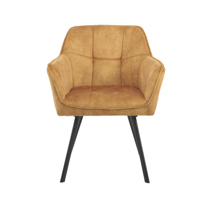 Dining chair Emma Velvet | Yellow | With armrest